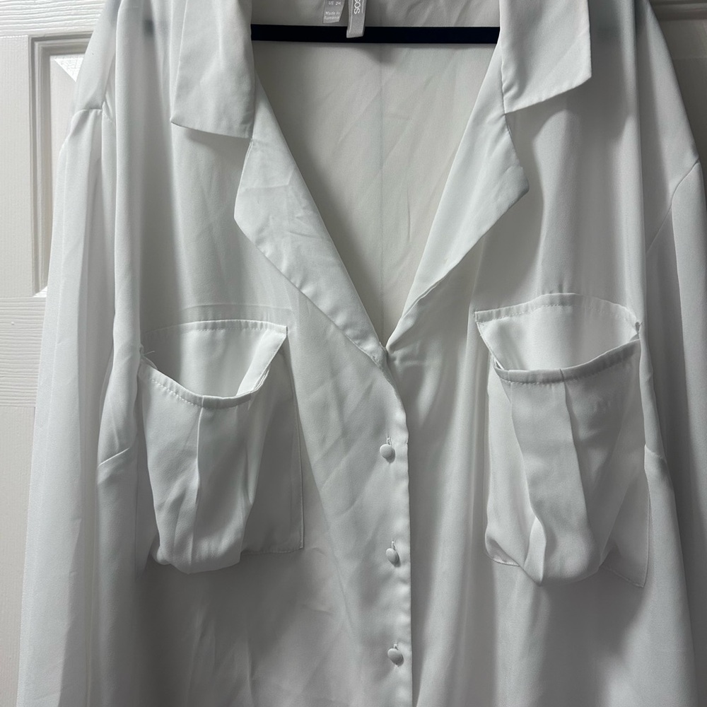 ASOS Curve White Oversized Long Sleeve Button Down Shirt - Picture 4 of 4
